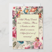 魅力的ヴィンテージ夏フローラ招待状テンプレート 招待状 (裏面)