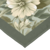 魅力的ヴィンテージ灯パステルグリーン白い花 テーブルクロス (アングル)