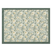 魅力的ヴィンテージ灯パステルグリーン白い花 テーブルクロス (正面(横))