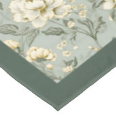 魅力的ヴィンテージ灯パステルグリーン白い花 テーブルクロス (アングル)