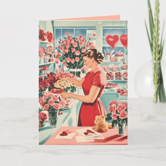 魅力的ヴィンテージ花屋のシーン 招待状 (正面)