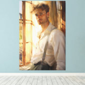 魅力的休息：Young Man Water Color キャンバスプリント (インサイチュ (ウッドフロア))