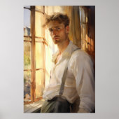 魅力的休息：Young Man Water Color ポスター (正面)