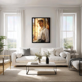 魅力的休息：Young Man Water Color ポスター