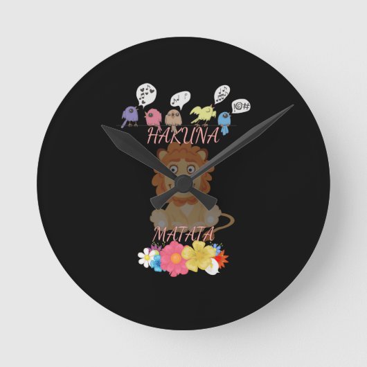 「魅力的動植物ハクナマタタ」ベビーライオン ラウンド壁時計 (正面)