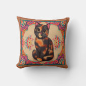 魅力的可愛い亀鮮やか縁ど猫 クッション (正面)