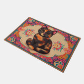 魅力的可愛い亀鮮やか縁ど猫 ドアマット (アングル)