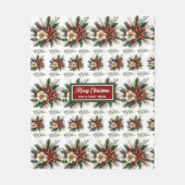 魅力的名前をカスタムするヴィンテージクリスマススロー フリースブランケット (正面)