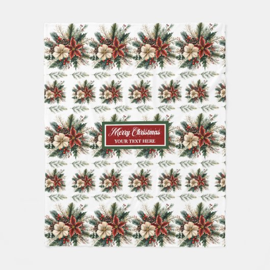 魅力的名前をカスタムするヴィンテージクリスマススロー フリースブランケット (正面)