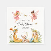魅力的妖精の森の動物の赤ちゃんシャワー スタンダードカクテルナプキン (正面)