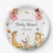魅力的妖精の森の動物の赤ちゃんシャワー ペーパープレート (正面)