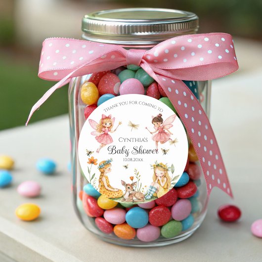 魅力的妖精の森の動物の赤ちゃんシャワー ラウンドシール