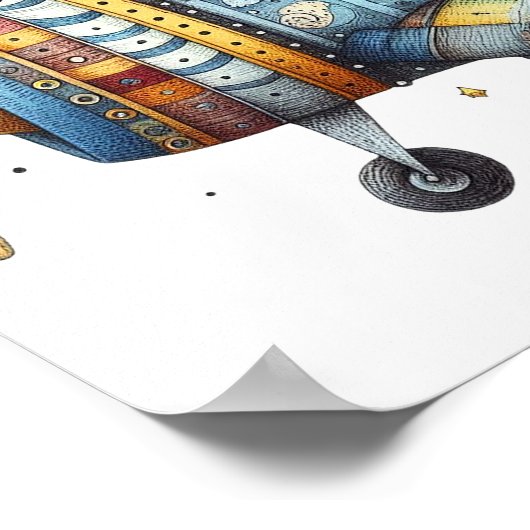 魅力的子供部屋アート古飛んでいる機 ポスター (角)