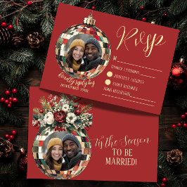 魅力的季節 結婚式の写真付き返信カード 出欠カード