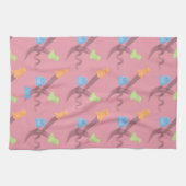 魅力的幽霊、カスタマイズ可能、ピンク キッチンタオル (横)