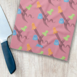 魅力的幽霊、カスタマイズ可能、ピンク キッチンタオル