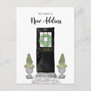 魅力的引っ越しました新しい住所ブラックドア ポストカード