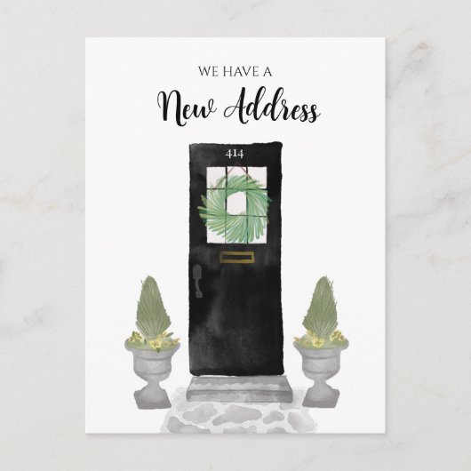 魅力的引っ越しました新しい住所ブラックドア ポストカード (正面)