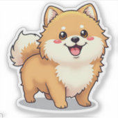 魅力的描写ポメラニア犬、よくはしゃぐかわいい、小 シール (正面)