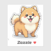 魅力的描写ポメラニア犬、よくはしゃぐかわいい、小 シール (シート)