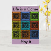 魅力的数々の市松模様に模様デザイン カード (黄色い花)