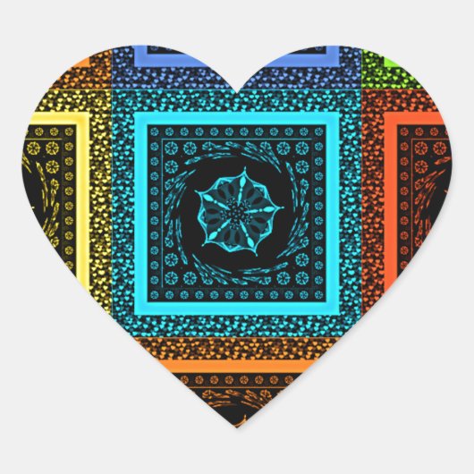 魅力的数々の市松模様に模様デザイン ハートシール (正面)