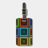 魅力的数々の市松模様に模様デザイン ラゲッジタグ (正面縦)