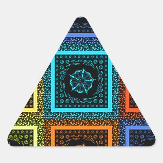 魅力的数々の市松模様に模様デザイン 三角形シール (正面)