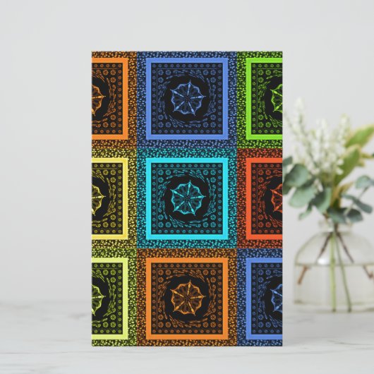 魅力的数々の市松模様に模様デザイン 便箋 (スタンド正面)