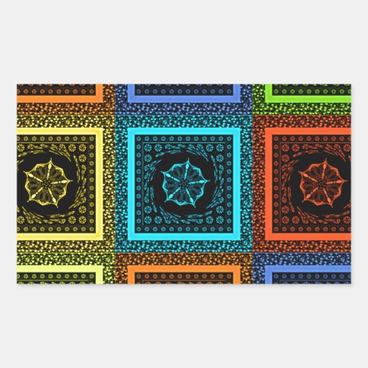 魅力的数々の市松模様に模様デザイン 長方形シール (正面)