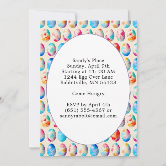 魅力的格言卵カゴイースターブランチ 招待状 (裏面)