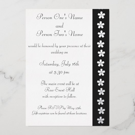 魅力的桜インブラックフォイル招待状 箔招待状 (正面)