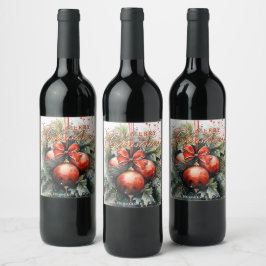 魅力的水モダン色クリスマス ワインラベル