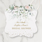 魅力的水彩ピンクフローラ金ゴールドブライダルシャワー フェイバータグ (裏面)