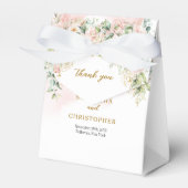 魅力的淡いピンクのバラ緑と金ゴールド結婚ズ フェイバーボックス (正面サイド)