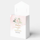 魅力的淡いピンクのバラ緑と金ゴールド結婚ズ フェイバーボックス (オープン)