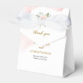 魅力的淡いピンクのバラ緑と金ゴールド結婚ズ フェイバーボックス (正面サイド)