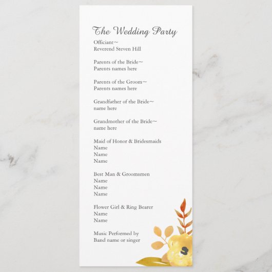 魅力的秋の結婚式 プログラム (裏面)