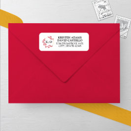 魅力的秋リーフモノグラム結婚のアドレス ラベル