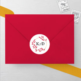 魅力的秋リーフモノグラム結婚ズ ラウンドシール