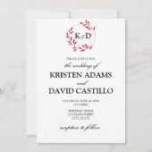 魅力的秋リーフモノグラム結婚ズ 招待状 (正面)