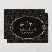 魅力的素晴らしアールデコ結婚ありがとう サンキューカード (正面/裏面)