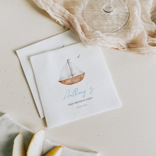 魅力的素朴帆船誕生日 スタンダードカクテルナプキン