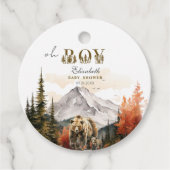 魅力的素朴Bear Forest "Oh Boy"赤ちゃんシャワー フェイバータグ (正面)