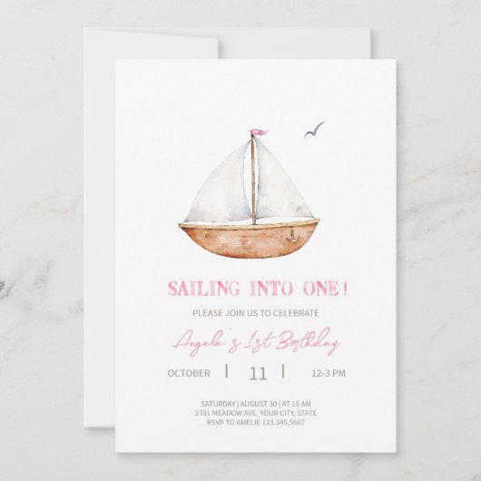 魅力的素朴Sailboat Birthday Party招待 招待状 (正面)