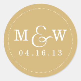 魅力的結婚Monogramステッカー – 金ゴールド ラウンドシール