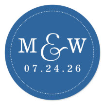 魅力的結婚Monogram Sticker - Cobalt