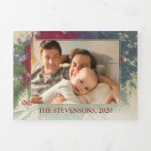 魅力的絵を描 |赤青グリーン3枚の写真 三つ折りクリスマスカード (カバー)