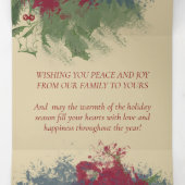 魅力的絵を描 |赤青グリーン3枚の写真 三つ折りクリスマスカード (内部中)