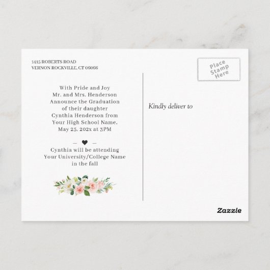 魅力的赤面フローラ卒業発表 ポストカード (裏面)